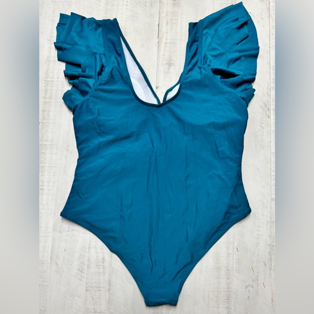 Plus Size Tummy Control Swimsuit Full Coverage Retro Ruffle Swimwear 3XL - Picture 2 of 6